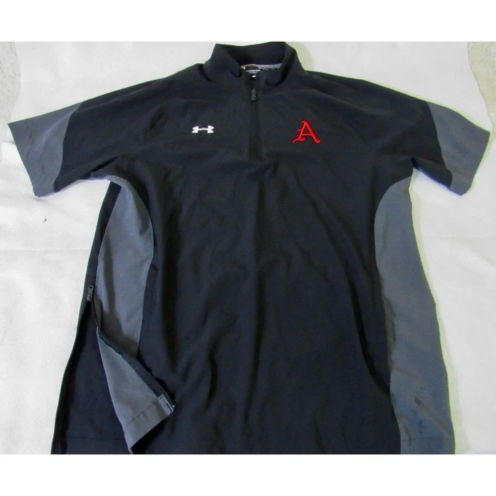 Under Armour Arkansas Razorbacks Black 1/4‎ Zip Side Pocket Golf Vest Men Sz M